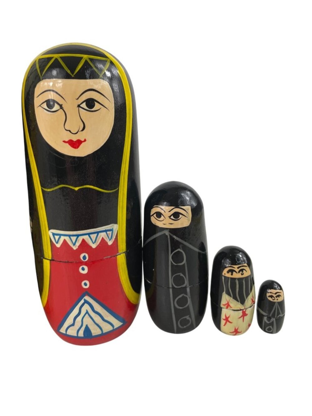 Hand-Painted Wooden Middle Eastern Themed Nesting Dolls Set Of 8 Made In India - Picture 7 of 15